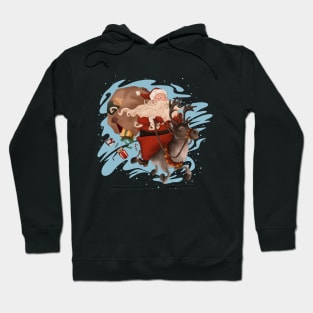 Christmas Santa on a reindeer with presents. Hoodie